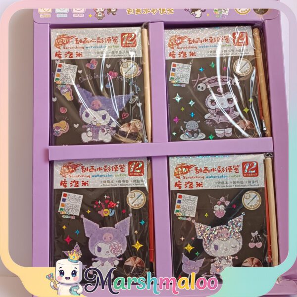 دفترچه آبرنگی ذغالی اسکراچ دار کرومی