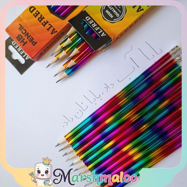 مداد مشکی رنگین‌کمانی آلفرد پاک کن دار