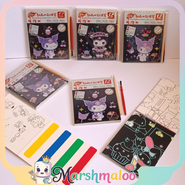 دفترچه آبرنگی ذغالی اسکراچ دار کرومی