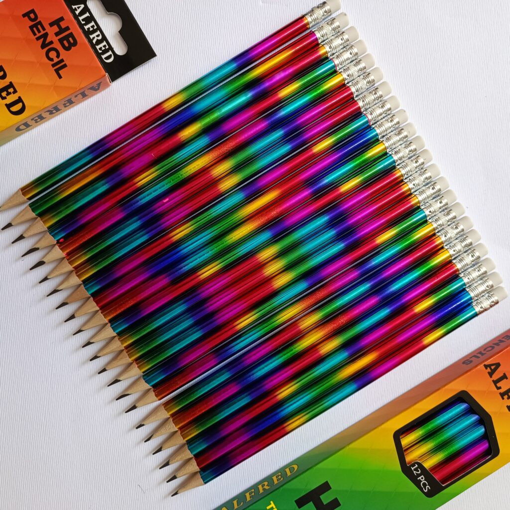 مداد مشکی رنگین‌کمانی آلفرد پاک کن دار