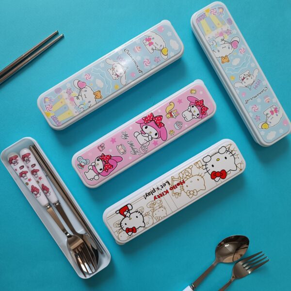 ست قاشق، چنگال و چاپستیک فانتزی سانریو با جعبه