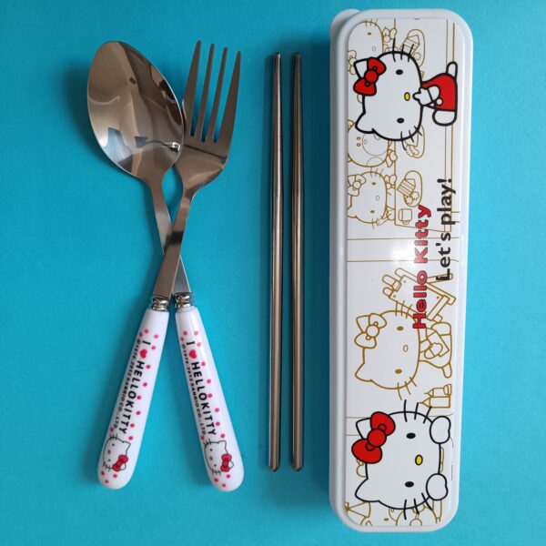 ست قاشق، چنگال و چاپستیک فانتزی سانریو با جعبه - تصویر 5