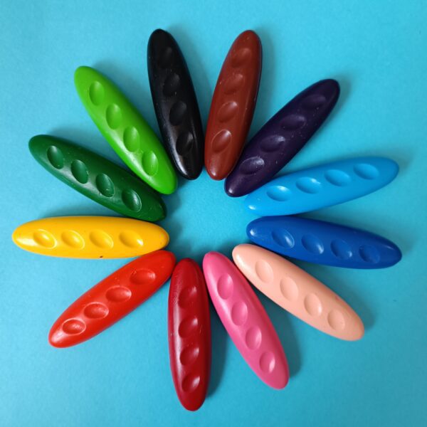 مداد شمعی جادویی 12 رنگ سنگی سطلی