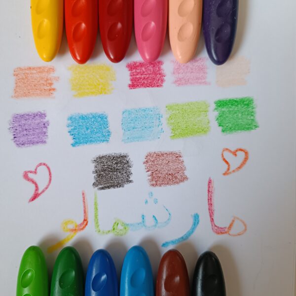 مداد شمعی جادویی 12 رنگ سنگی سطلی