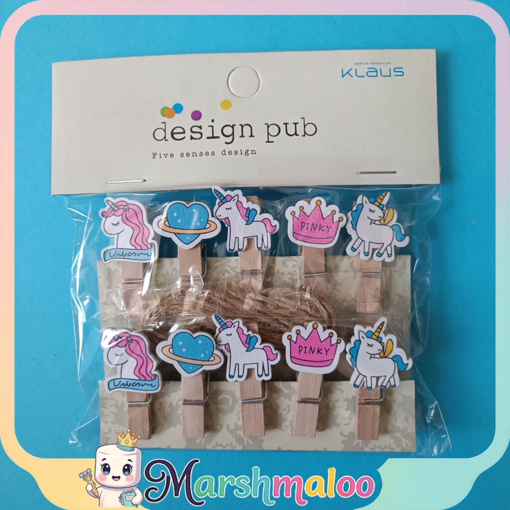 گیره چوبی عکس و یادداشت یونیکورن 10 عددی