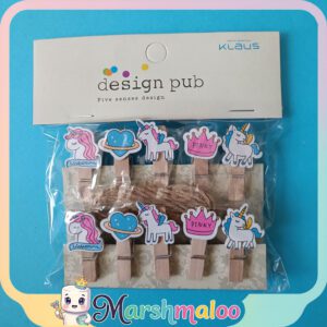 گیره چوبی عکس و یادداشت یونیکورن 10 عددی