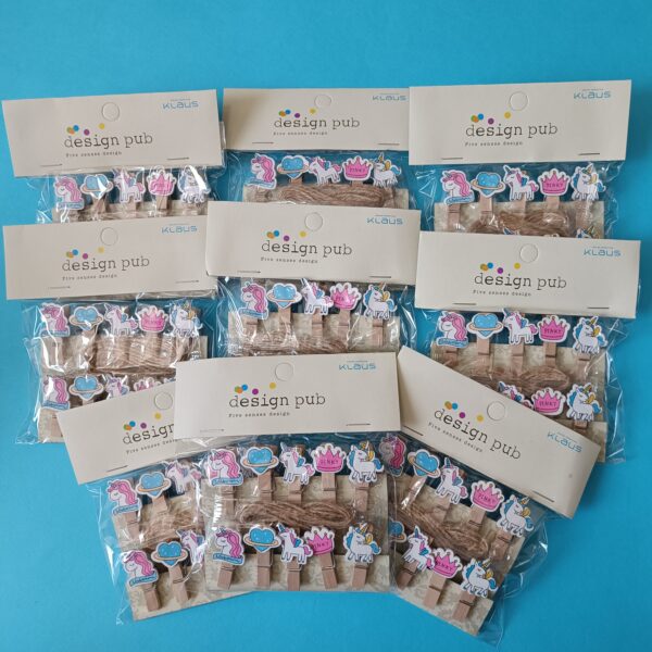 گیره چوبی عکس و یادداشت یونیکورن 10 عددی