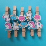 گیره چوبی عکس و یادداشت یونیکورن 10 عددی