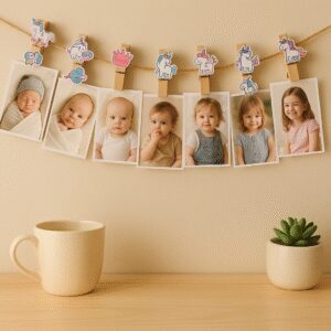 گیره چوبی عکس و یادداشت یونیکورن 10 عددی