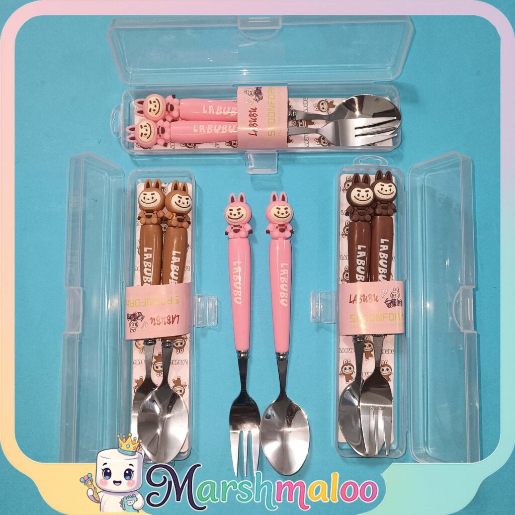 قاشق و چنگال لبوبو سیلیکونی استیل درجه 1