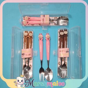 قاشق و چنگال لبوبو سیلیکونی استیل درجه 1