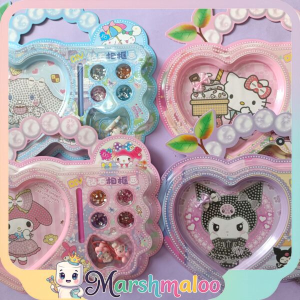 1 پک هدیه نقاشی الماسی قاب دار و کش مو کرومی و دوستان