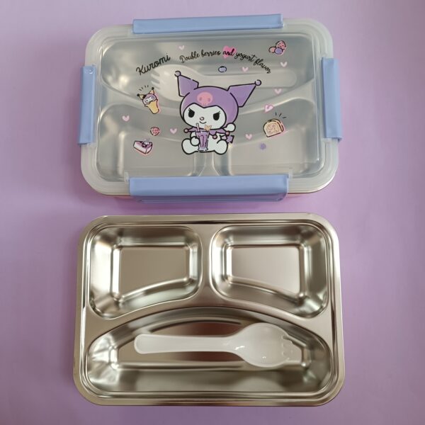 ظرف غذا 3 خانه استیل واشردار کرومی و ملودی - تصویر 4