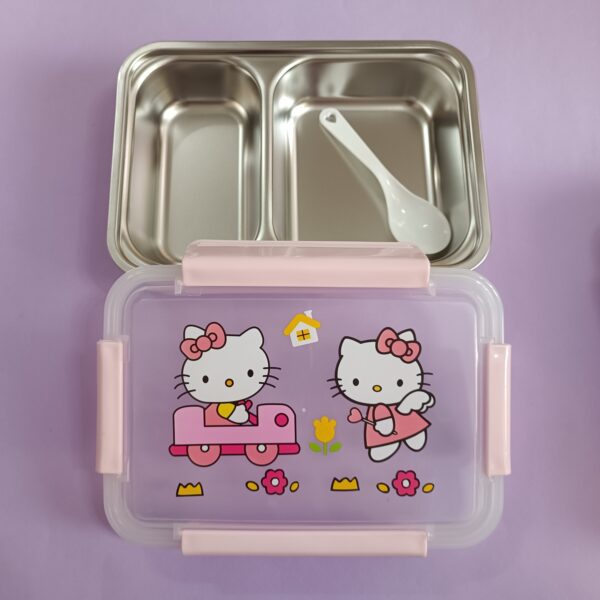ظرف غذا 2 خانه استیل واشردار هلوکیتی - تصویر 2
