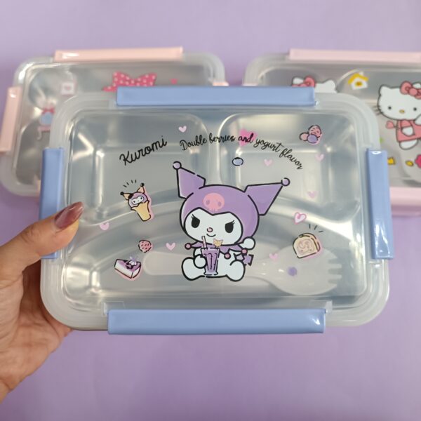 ظرف غذا 3 خانه استیل واشردار کرومی و ملودی - تصویر 5