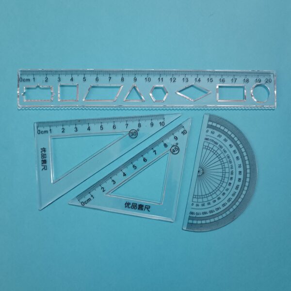 ست خط کش، گونیا و نقاله 5 در 1 کرومی - تصویر 3