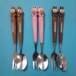 قاشق و چنگال لبوبو سیلیکونی استیل درجه 1 - تصویر 2