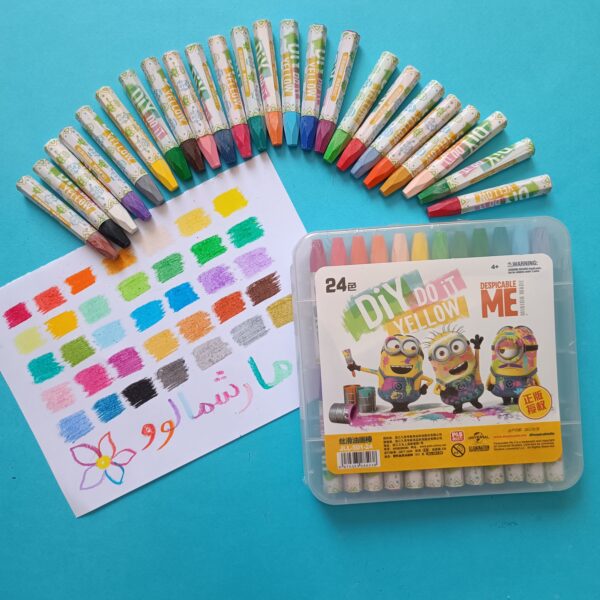 پاستل روغنی 24 عددی مینیون جعبه قفل دار - تصویر 2